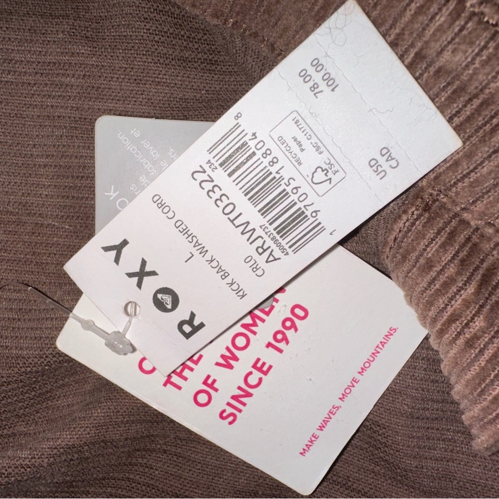 Roxy Kick Back Washed Cord brown Shirt Shacket Corduroy size Large NWT - Picture 6 of 9